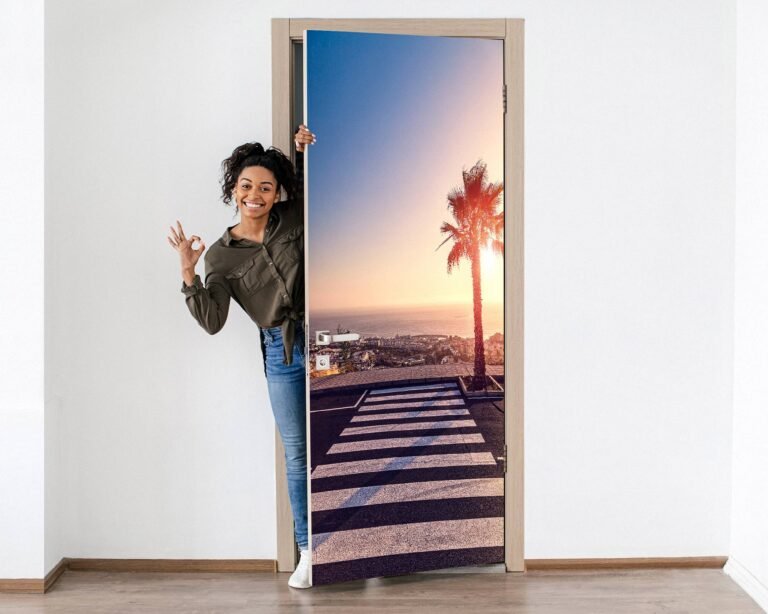 Crossing with Wonderful View Door Sticker Peel & Stick Vinyl Door Wrap Art Décor