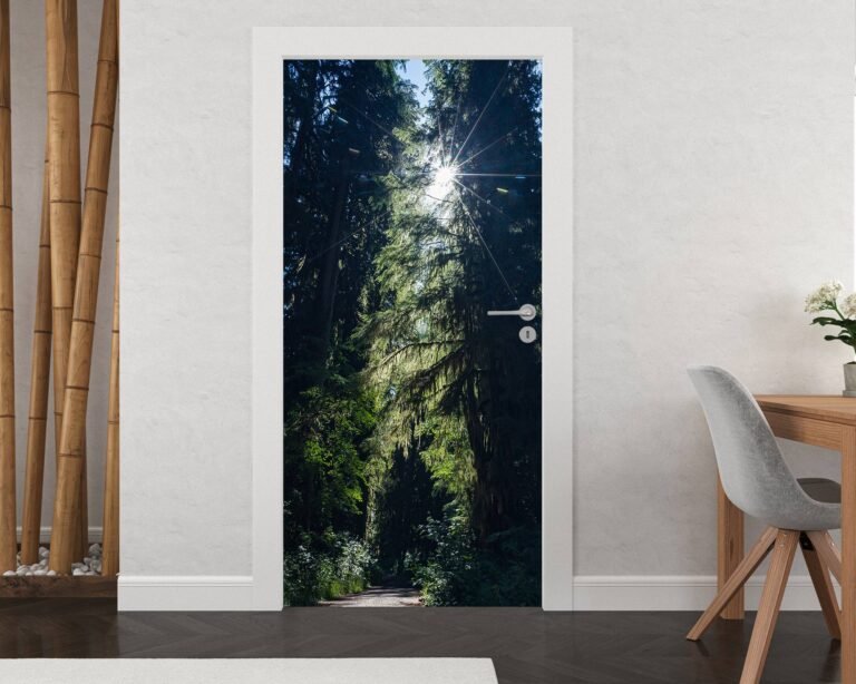 A stream of Sun Forest Door Sticker Peel & Stick Vinyl Door Wrap Art Décor