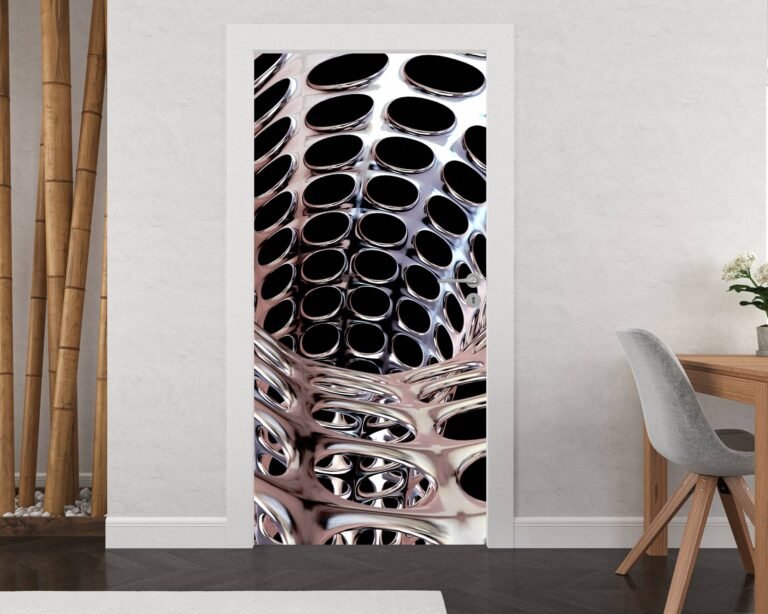 Abstract Metal Tunnel Door Sticker Peel & Stick Vinyl Door Wrap Art Décor