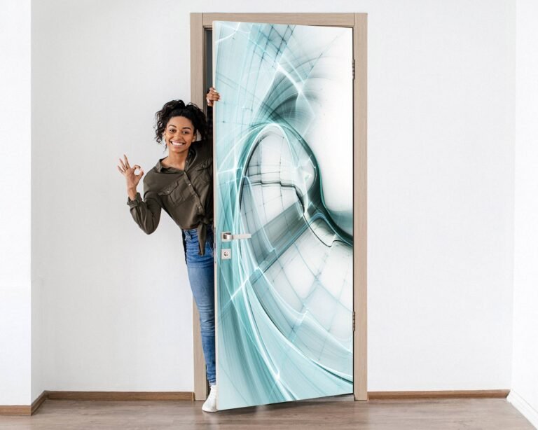 Digital Abstract Door Sticker Peel & Stick Vinyl Door Wrap Art Décor