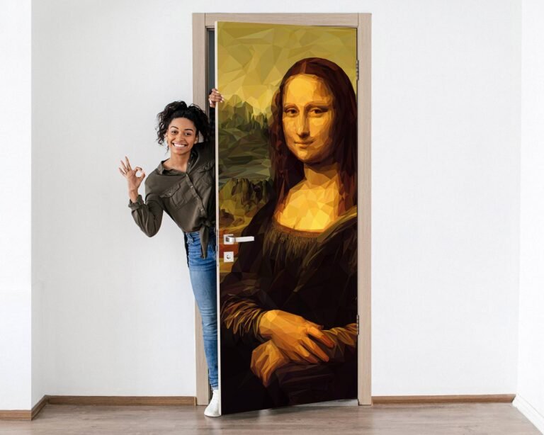 Mona Lisa Door Sticker Peel & Stick Vinyl Door Wrap Art Décor