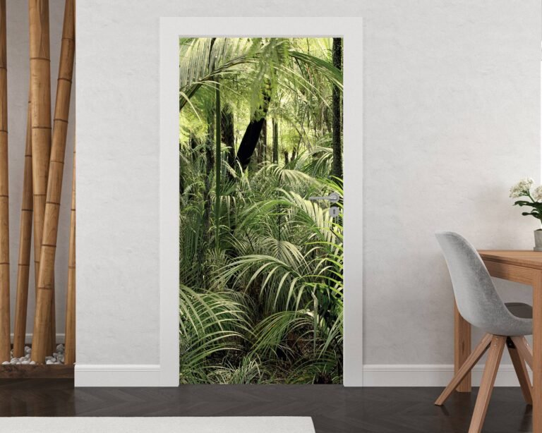 Tropical Jungle Forest Door Sticker Peel & Stick Vinyl Door Wrap Art Décor