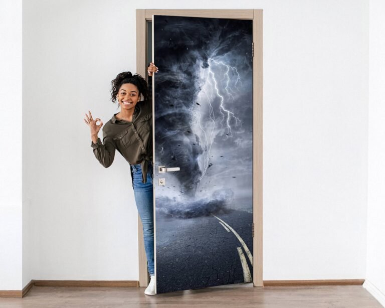 Tornado Theme Door Sticker Peel & Stick Vinyl Door Wrap Art Décor