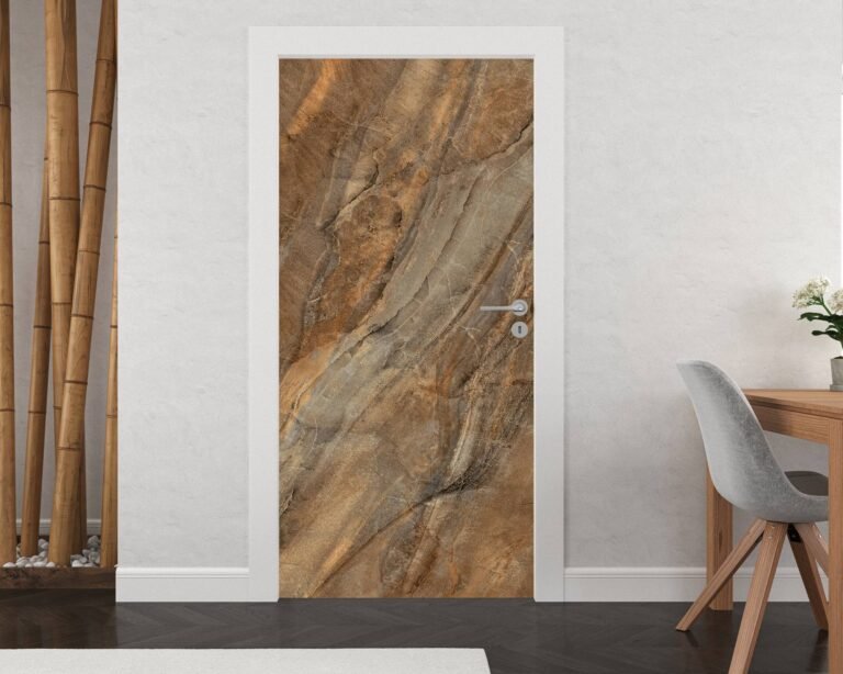 Brown Marble Door Sticker Peel & Stick Vinyl Door Wrap Art Décor