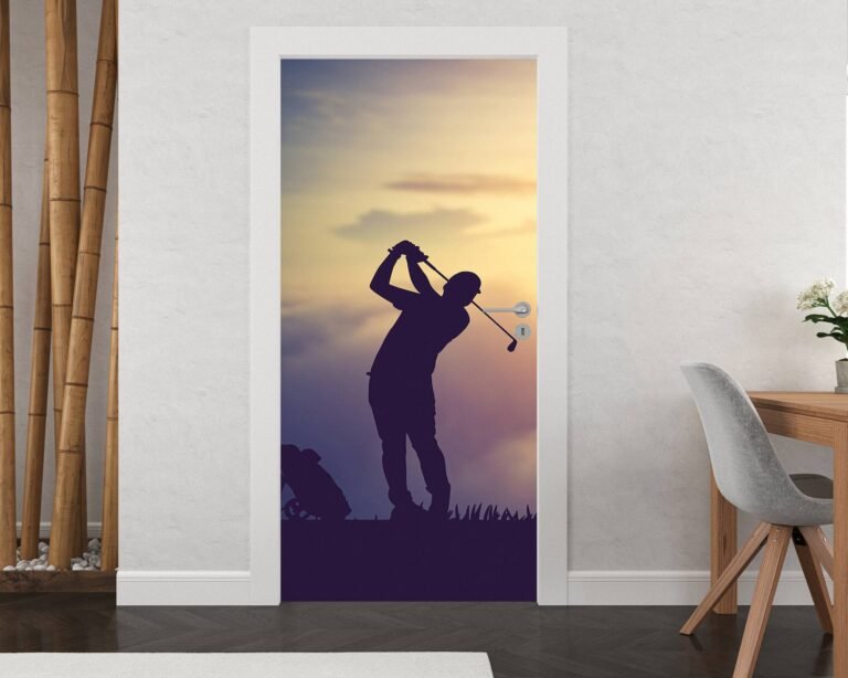 Golf Player Door Sticker Peel & Stick Vinyl Door Wrap Art Décor