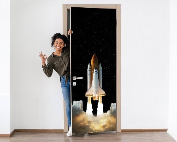 Space Shuttle Door Sticker Peel & Stick Vinyl Door Wrap Art Décor