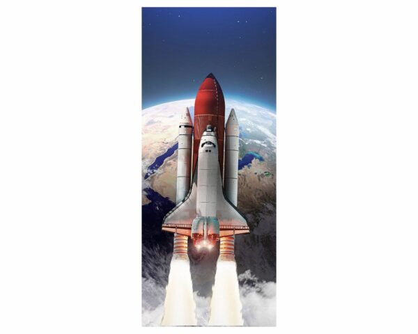 Space Shuttle on the Background of the Earth Door Sticker Peel & Stick Vinyl Door Wrap Art Décor