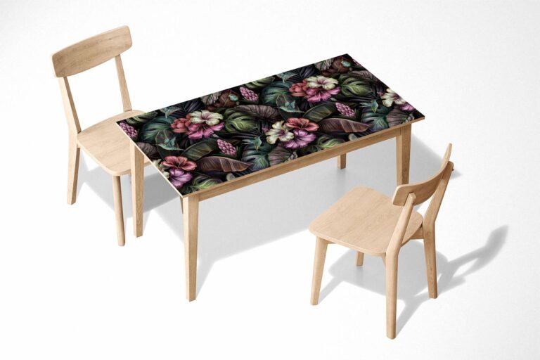 Amazing Flower Pattern Table Wrap Sticker Laminated Vinyl Cover Self-Adhesive for Desk and Tables