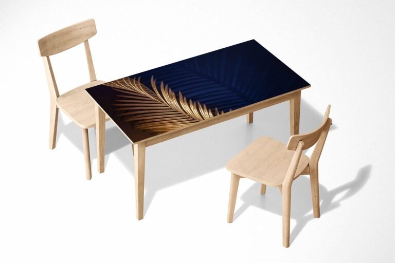 Golden palm Leaf Table Wrap Sticker Laminated Vinyl Cover Self-Adhesive for Desk and Tables