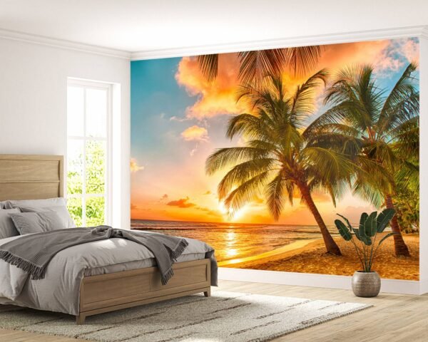 Sunset & Palma Beach View Wallpaper Photo Wall Mural Wall UV Print Decal Wall Art Décor