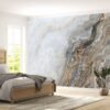 Peel and Stick Grey Wall Mural - Removable Wallpaper for Bedroom with Modern Marble Wall Design