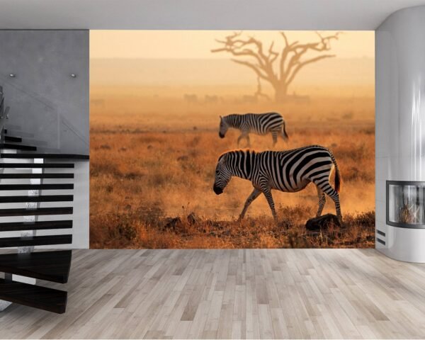 Zebra on Safari Landscape Wallpaper Photo Wall Mural Wall UV Print Decal Wall Art Décor