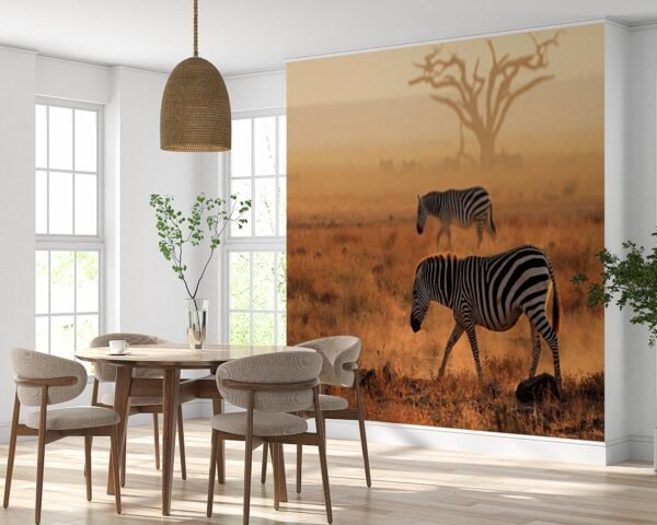 Zebra on Safari Landscape Wallpaper Photo Wall Mural Wall UV Print Decal Wall Art Décor