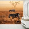 Zebra on Safari Landscape Wallpaper Photo Wall Mural Wall UV Print Decal Wall Art Décor