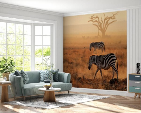 Waterproof zebra-themed wallpaper