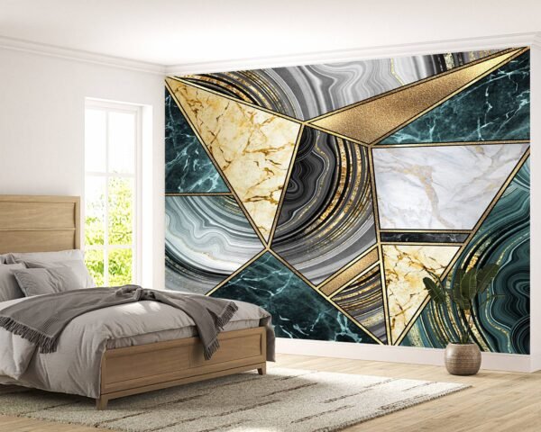 Multicolor Marble Vinyl Wallpaper - Removable Living Room Wall Decor with Stylish Marble Wall Design