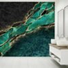 Green Marble with Gold Wallpaper Photo Wall Mural Wall UV Print Decal Wall Art Décor