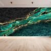 Green Marble with Gold Wallpaper Photo Wall Mural Wall UV Print Decal Wall Art Décor