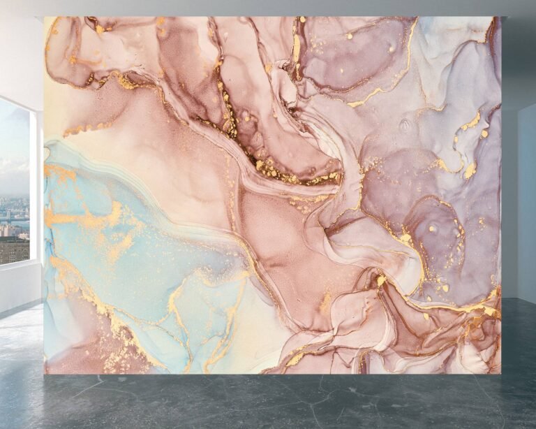 Peel and Stick Pink Marble Wallpaper - Removable Bedroom Wall Decoration with Modern Marble Design