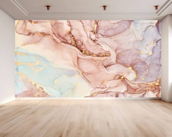 Peel and Stick Pink Marble Wallpaper - Removable Bedroom Wall Decoration with Modern Marble Design