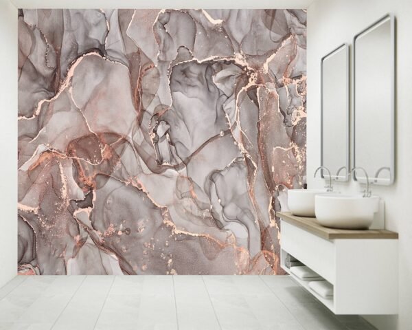 Grey Marble Vinyl Wallpaper - Removable Living Room Wall Art with Modern Marble Wall Design