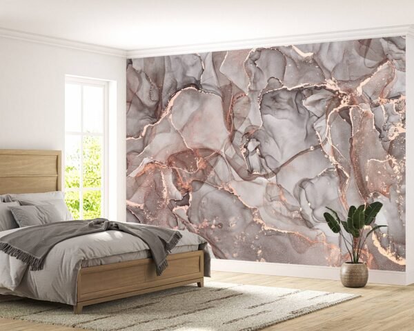 Modern Pink Marble Wallpaper for an inviting hallway experience.