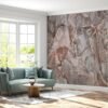 Soft-hued Designer Pink Marble Wallpaper, perfect for hallway elegance.