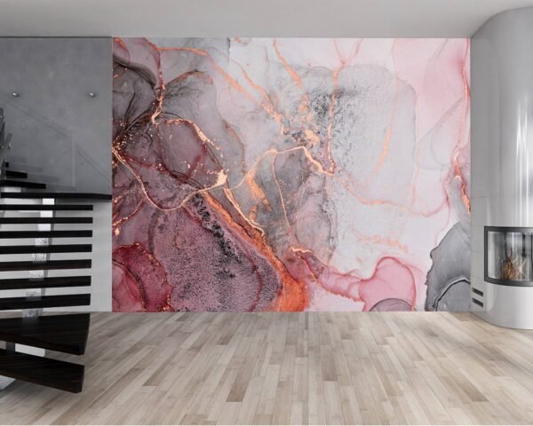 Transform your bedroom with our modern, pink marble pattern wallpaper.