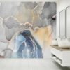 Grey and Blue Marble Wallpaper - Peel and Stick Wallpaper, Living Room Wallpaper Design, Marble Wall Design, Wall Decor, Removable Wallpaper