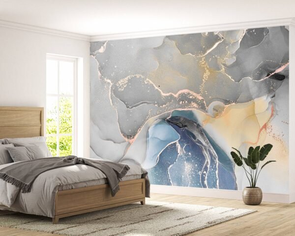 Eco-friendly and stylish Dark Grey Marble Wallpaper for bedroom decor.