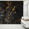 Black Marble Wallpaper - Peel and Stick Wallpaper, Office Wall Art, Marble Wall Design, Wall Decor, Removable Wallpaper