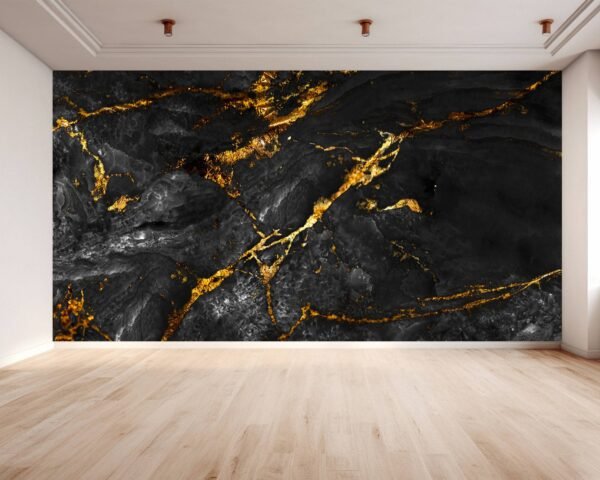 Black Marble Wallpaper - Peel and Stick Wallpaper, Office Wall Art, Marble Wall Design, Wall Decor, Removable Wallpaper