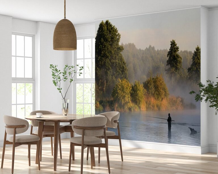 Fisherman in the Lake Wallpaper Photo Wall Mural Wall UV Print Decal Wall Art Décor