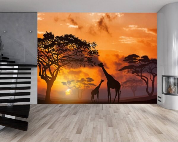 Self-adhesive giraffe wall paper roll