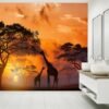 African Giraffe Scene Wallpaper Photo Wall Mural Wall UV Print Decal Wall Art Décor