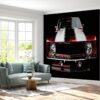 Office adorned with muscle car mural