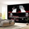 Close-up of muscle car details on wall mural