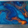 Blue and Orange Wallpaper - Peel and Stick Wallpaper, Office Wallpaper for Wall, Marble Wall Design, Wall Decoration, Removable Wallpaper