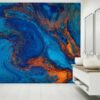 Blue and Orange Mix Marble Wallpaper Photo Wall Mural Wall UV Print Decal Wall Art Décor