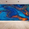 Blue and Orange Wallpaper - Peel and Stick Wallpaper, Office Wallpaper for Wall, Marble Wall Design, Wall Decoration, Removable Wallpaper