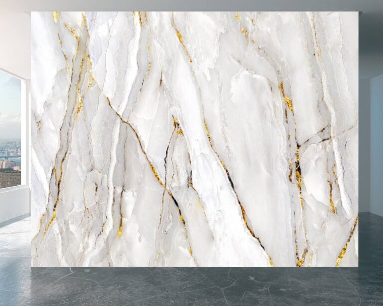 White Marble Wallpaper - Peel and Stick Wallpaper, Living Room Wall Mural, Marble Wall Design, Wall Decor, Removable Wallpaper