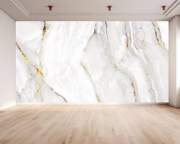 White Gold Marble Wallpaper - Self Adhesive Wallpaper, Luxurious Wall Art Marble Wall Design, Wall Decoration, Removable Wallpaper