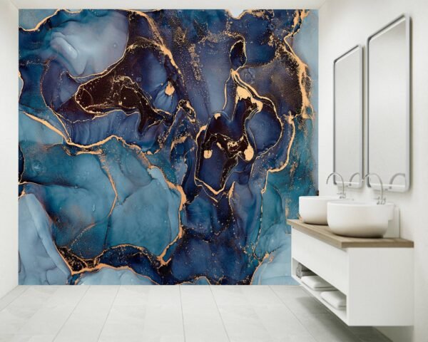 Marble in Shades of Blue Wallpaper Photo Wall Mural Wall UV Print Decal Wall Art Décor