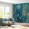 Metalic Blue Swirls Wallpaper Photo Wall Mural Wall UV Print Decal Wall Art Décor