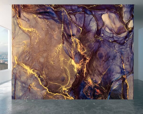 Dark Purple Marble Wallpaper - Peel and Stick Wallpaper, Office Wallpaper, Marble Wall Design, Wall Decoration, Removable Wallpaper