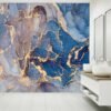 Blue Gold Marble Wallpaper - Peel and Stick Wallpaper, Office Wall Decor, Marble Wall Design, Wall Decoration, Removable Wallpaper