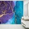 Abstract Marble Violet and Blue Wallpaper Photo Wall Mural Wall UV Print Decal Wall Art Décor