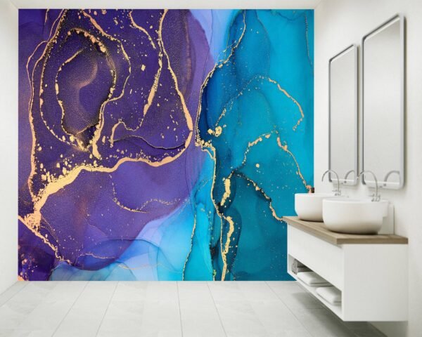 Abstract Marble Violet and Blue Wallpaper Photo Wall Mural Wall UV Print Decal Wall Art Décor