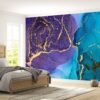 Abstract Marble Violet and Blue Wallpaper Photo Wall Mural Wall UV Print Decal Wall Art Décor