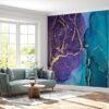 Abstract Marble Violet and Blue Wallpaper Photo Wall Mural Wall UV Print Decal Wall Art Décor